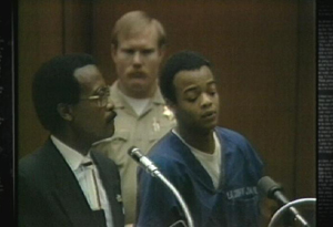 Todd Bridges at a court hearing with his attorney Johnnie Cochran